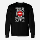 Schwarzes Langarmshirts Therapie in der Schweiz mit Schweizer Kreuz
