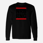 Schwarzes NRB RNG Grafik-Langarmshirts mit rotem Streifen-Design