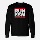 Schwarzes RUN ESW Street-Style Langarmshirts, Urban Fashion Tee