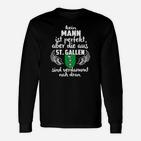 St. Gallen Spruch Langarmshirts, Themen Tee in Schwarz