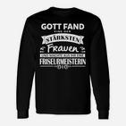 Starkes Friseurmeisterin Langarmshirts, Schwarzes Tee mit Inspirierendem Spruch