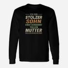 Stolzer Sohn Mutter Spruch Langarmshirts in Schwarz, Familienmotiv Tee