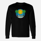 Tropisches Sonnenuntergang Palmen Herren Langarmshirts, Sommer Strand Design