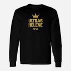 Ultras Helene Fan-Langarmshirts Schwarz, Goldene Krone & Schriftzug Design
