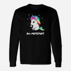 Unisex Langarmshirts Einhorn & Ew, Menschen! Spruch, Schwarz