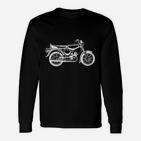 Vintage Motorrad Herren Langarmshirts in Schwarz, Retro Biker Tee