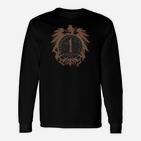 Vintage Wappen-Design Herren-Langarmshirts in Schwarz, Retro-Stil Tee