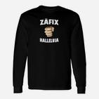 ZÄFIX HALLELUJA Langarmshirts mit Faustdruck, Lustiges Schwarzes Tee