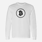 Bitcoin Logo Unisex Langarmshirts in Weiß, Krypto Mode