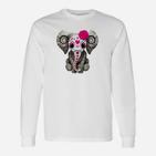 Buntes Elefanten-Design Langarmshirts für Herren mit Rosenmotiv