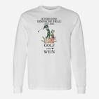 Damen Langarmshirts Einfache Frau Golf und Wein, Weißes Freizeitshirt