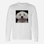 Fröhlicher Hund Malteser Motiv Langarmshirts, Weißes Lustiges Tee