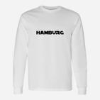 Hamburg-Schriftzug Klassisches Langarmshirts in Weiß, Souvenir Design Tee