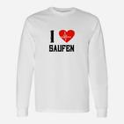 Ich liebe Saufen Herzpulslinie Langarmshirts, Lustiges Trinker Langarmshirts