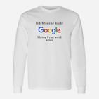 Lustiges Herren Langarmshirts Google Nicht Nötig, Frau Weiß Alles