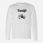 Vanlife Motiv Camper Langarmshirts Unisex, Weiß für Reisefans