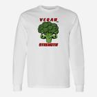 Vegan Strength Brokkoli Motiv Langarmshirts für Herren, Motivations-Design