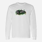 Weißes Herren Langarmshirts mit Dschungel-Elefanten-Design, Naturmotiv Tee