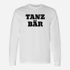 Weißes Unisex Langarmshirts mit Tanz Bär Aufdruck, Lässiges Design