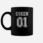 Queen 01 Schwarzes Damen Tassen mit Glitzersteinen, Modisches Top