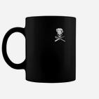 Schwarzes Piratenschädel Tassen mit Knochenmotiv, Unisex Piraten Tee