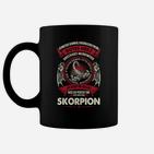 Schwarzes Tassen mit Skorpion-Design und Spruch, Grafikshirt