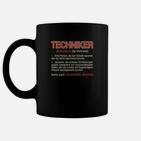 Schwarzes Techniker-Definition Tassen mit Humorvoller Aufschrift