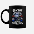 Sons of Oberhausen Biker Tassen, Schwarzes Tee mit Motorradmotiv