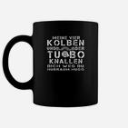 Vier Kolben & Turbo Power Herren Tassen, Motorsport-Slogan Design – Schwarz