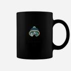 Astronauten-Emblem Schwarzes Tassen, Cartoon-Stil Tee