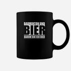 Badminton und Bier Tassen Darum bin ich hier Humorvolles Freizeitshirt