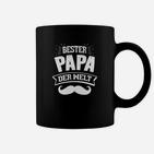 Bester Papa der Welt Tassen, Schwarzes mit Schnurrbart-Design