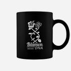 Blumen-DNA Motiv Schwarzes Tassen mit Schriftzug, Kreatives Design Tee