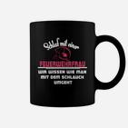 Feuerwehrfrau Tassen Schwarz, Lustiges Spruch-Motiv Tee