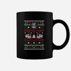 Herren Weihnachts-Ugly-Sweater-Design Tassen in Schwarz, Lustiges Festliches Tee