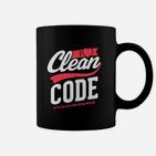 I Love Clean Code Entwickler Tassen, Programmierer Tee in Schwarz