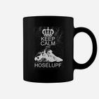 Keep Calm and Hoselupf Schwarzes Tassen, Krone & Bulldoggen-Motiv