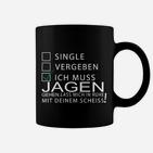 Lustiges Jäger Tassen Single, Vergeben, Jagd Spruch-Tassen