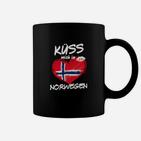 Norwegen-Themen Tassen Küss mich in Norwegen, Herzflaggen-Design Tee