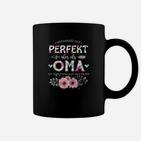 Oma Tassen mit Spruch und Blumen, Schwarzes Damen Tee