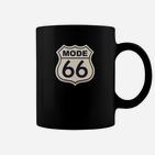 Route 66 Stil Herren Tassen, Schwarz mit Vintage-Nummernschild-Design