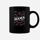 Schwarzes Damen-Tassen mit Mama-Print in Herzform, Geschenkidee