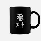 Schwarzes Herren Tassen Vampir-Katze Cartoon-Design, Lustiges Tee