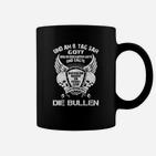 Schwarzes Motorrad Tassen Die Bullen Design, Spruch Tee