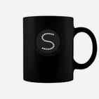 Schwarzes Tassen Kreisdesign mit S-Motiv, Unisex Grafikshirt