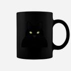 Schwarzes Tassen mit Katzengesicht, Leuchtende Augen Design