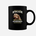 Schwarzes Tassen mit Lustigem Hundemotiv, Persönlicher Stalker Spruch