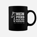 Schwarzes Tassen mit Pferdemotiv - Mein Pferd macht mich glücklich Humor
