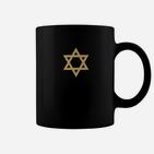 Schwarzes Unisex Tassen mit Goldenem Davidstern-Design, Jüdische Symbolik