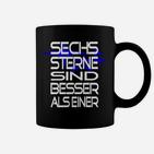 Sechs Sterne Schwarzes Tassen, Grafik Tee mit Spruch